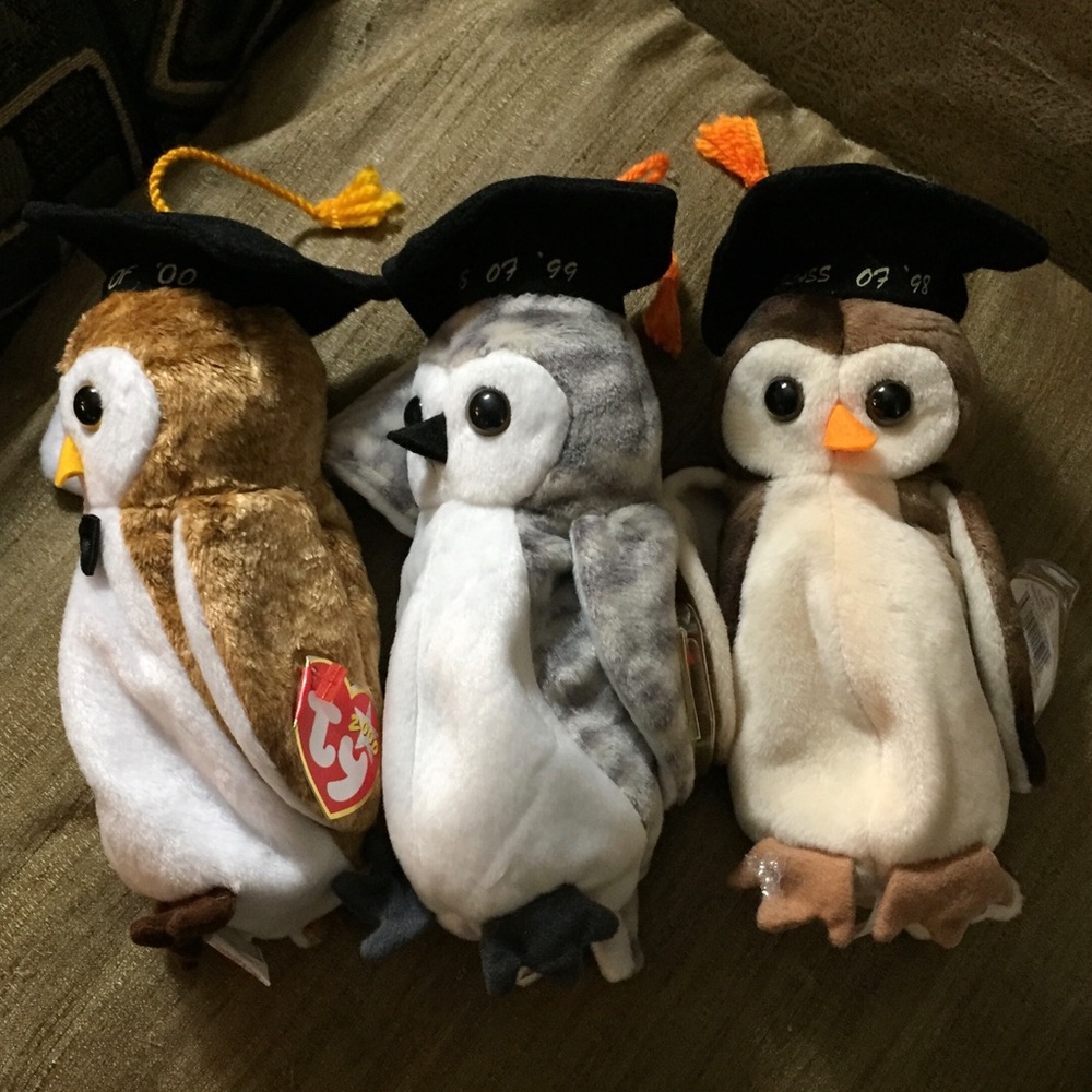 (3) Graduation Owls Beanie Baby NWT